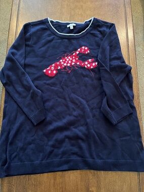 Talbots lightweight polka dot lobster sweater 100% cotton!  Large petite LP